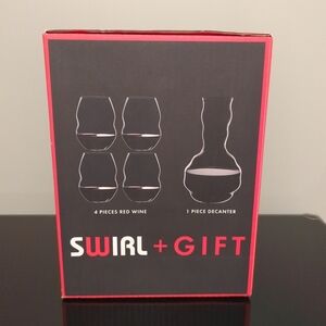 Riedel Swirl + Gift 4 Pieces Red Wine Stemless Glasses And Decanter